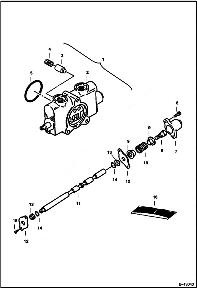 Схема запчастей Bobcat 225 - VALVE SECTION (Auxiliary) HYDRAULIC SYSTEM