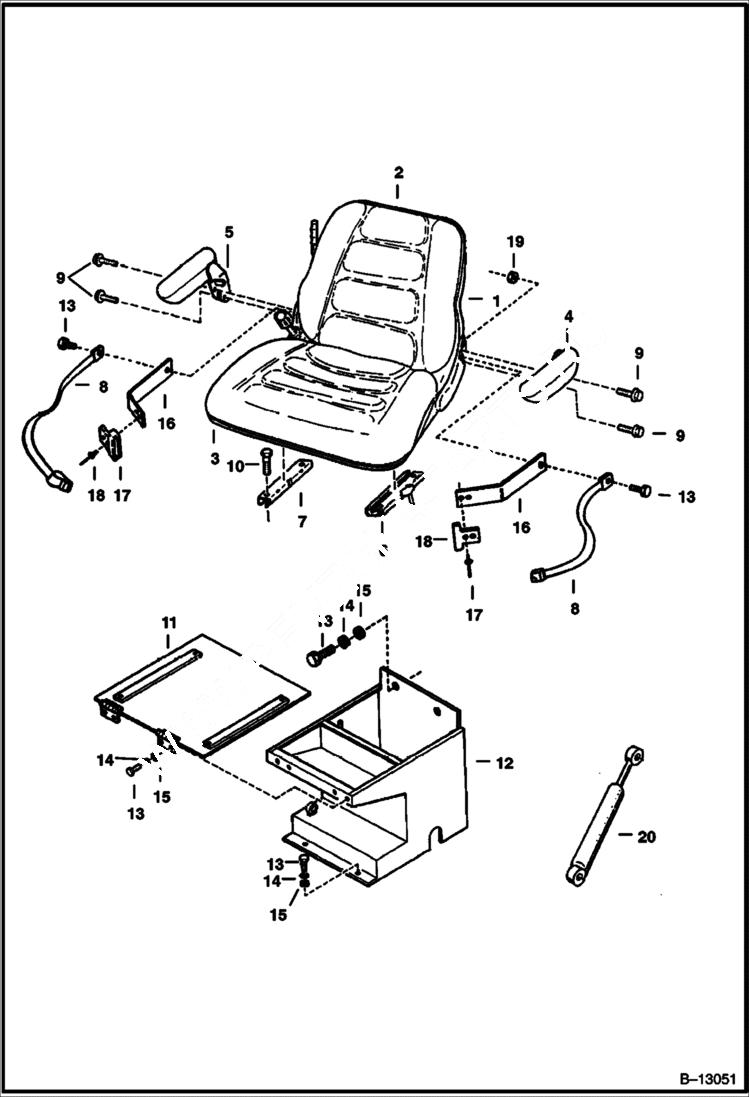 Схема запчастей Bobcat 220 - SEAT MAIN FRAME