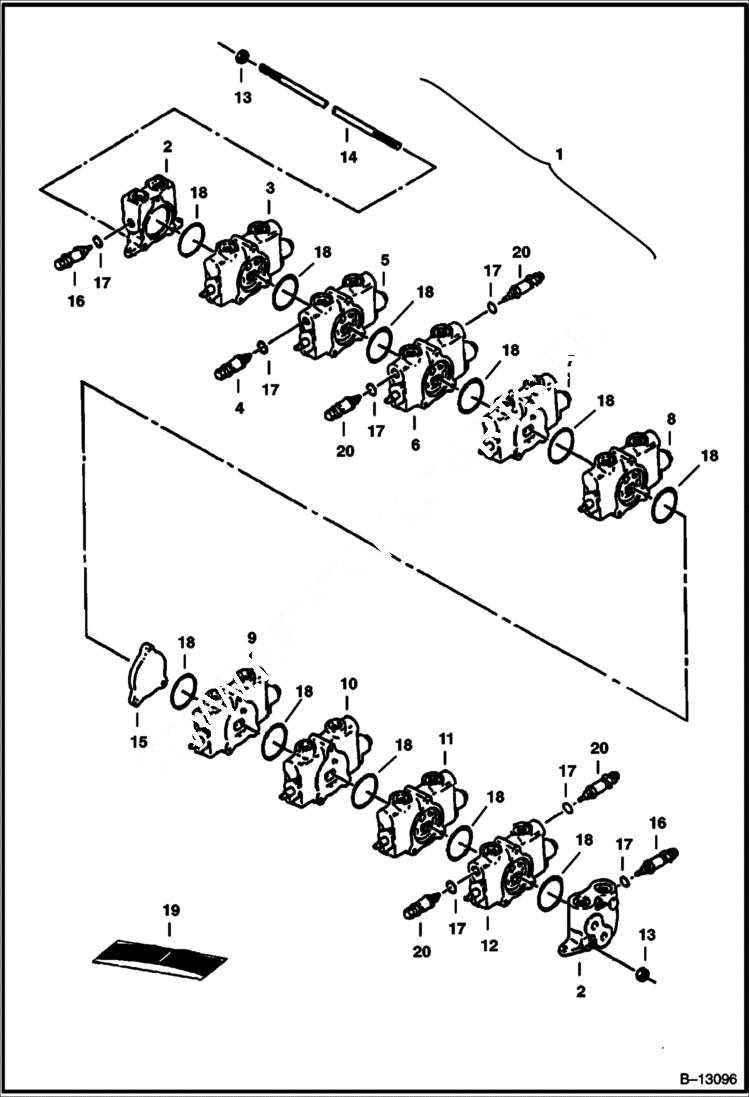 Схема запчастей Bobcat 220 - CONTROL VALVE (9-Spool) (S/N 508211437 & Above) HYDRAULIC SYSTEM