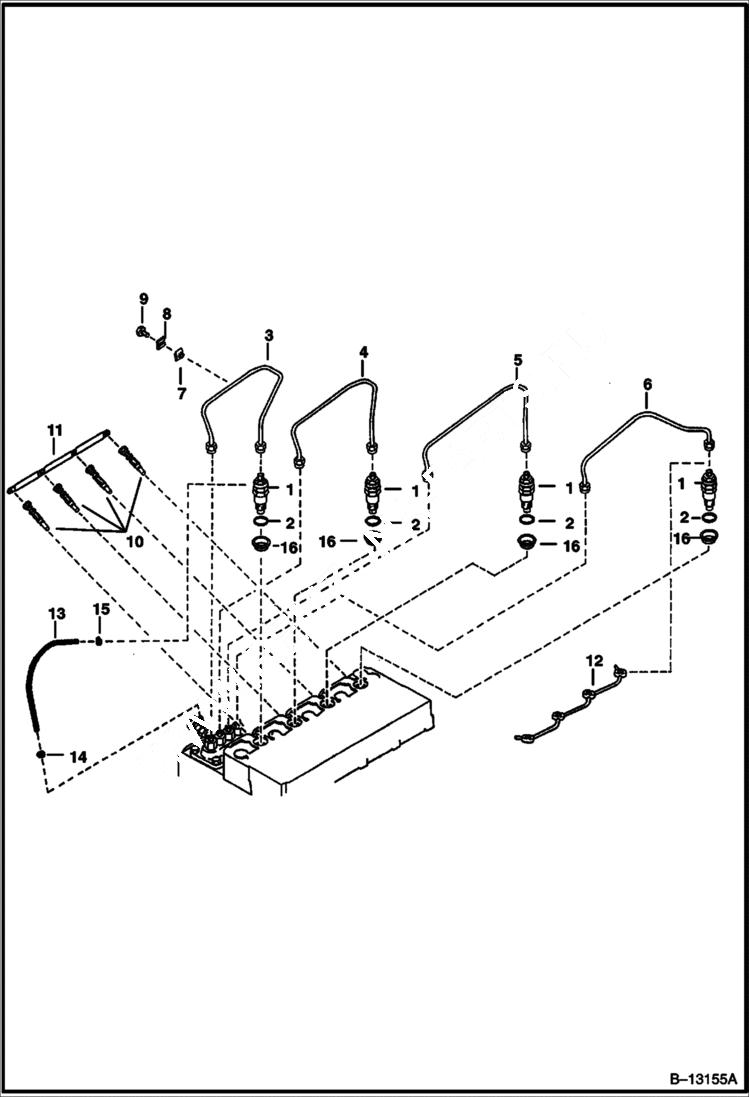 Схема запчастей Bobcat S-Series - INJECTOR NOZZLES (Kubota - V2003T) POWER UNIT