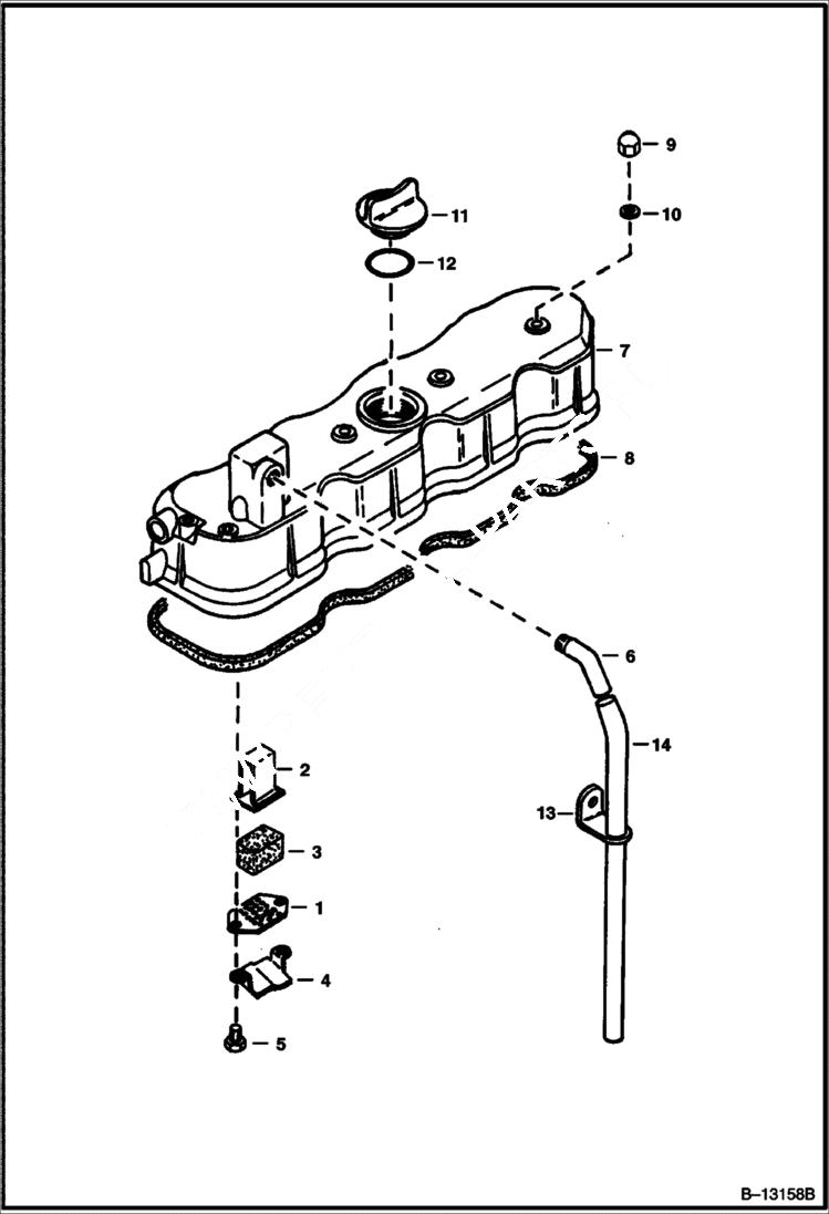 Схема запчастей Bobcat S-Series - ROCKER ARM COVER (Kubota - V2003-T-2EB - Tier II Replacement) REPLACEMENT ENGINE