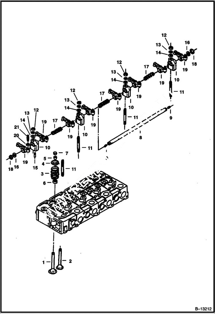 Схема запчастей Bobcat 231 - ROCKER ARM & VALVES POWER UNIT