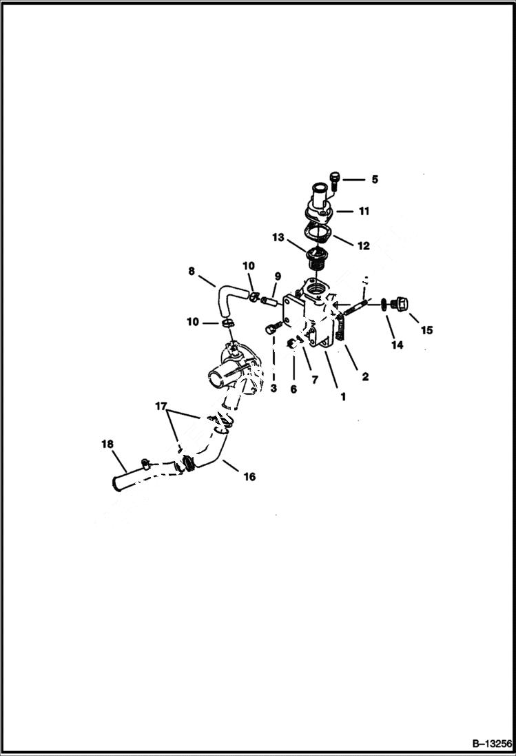 Схема запчастей Bobcat 320 - WATER FLANGE & THERMOSTAT POWER UNIT