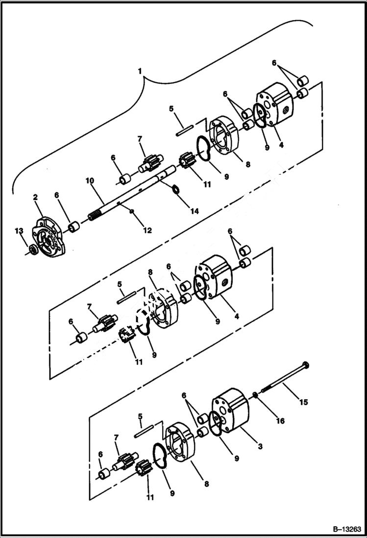 Схема запчастей Bobcat 220 - GEAR PUMP (Webster) HYDRAULIC SYSTEM