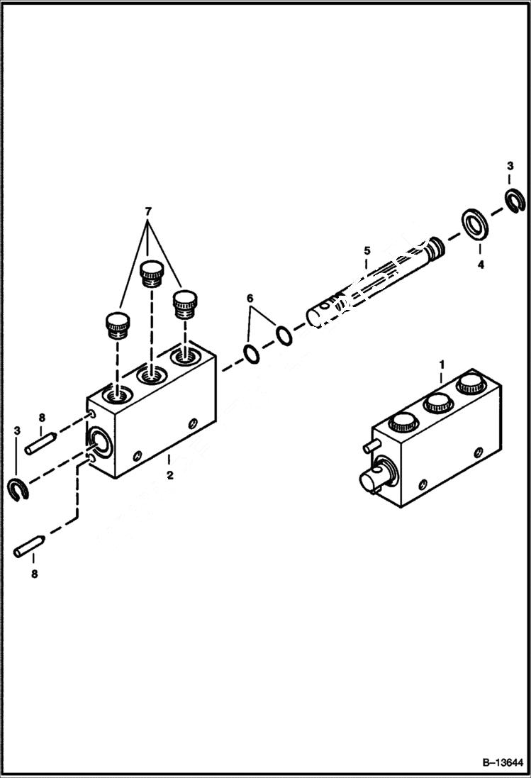 Схема запчастей Bobcat BACKHOE - VALVE HYDRAULIC CLAMP 730S 730S BACKHOE