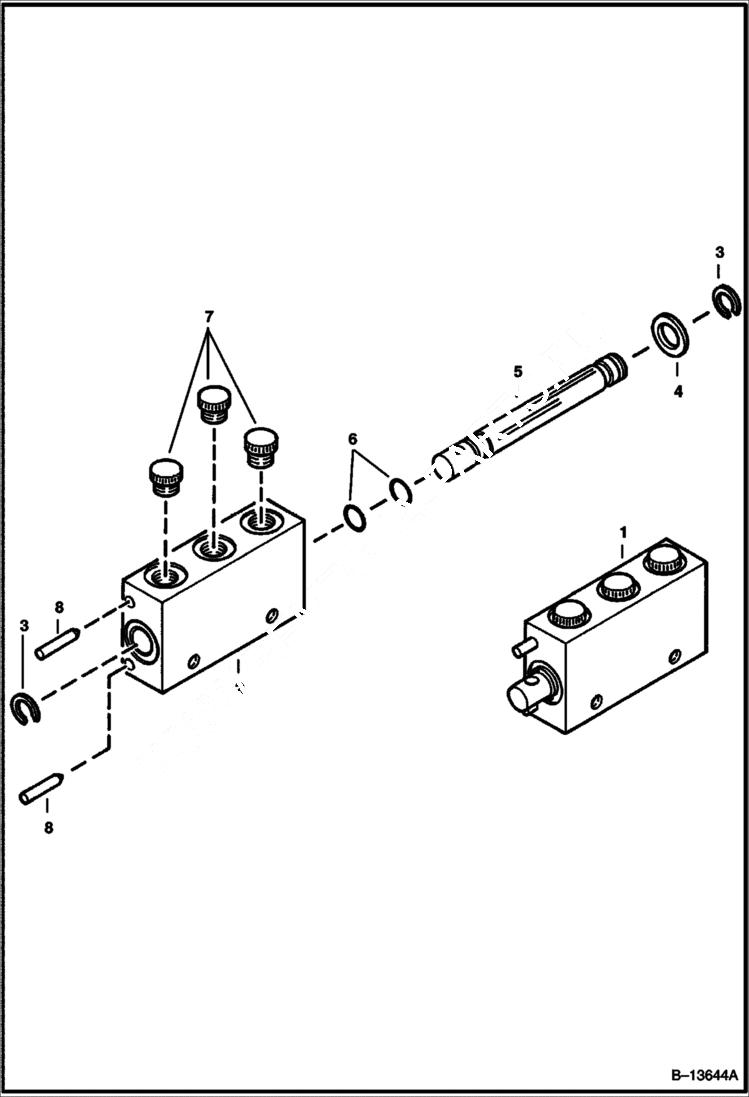 Схема запчастей Bobcat BACKHOE - VALVE HYDRAULIC CLAMP 730SH 730SH BACKHOE