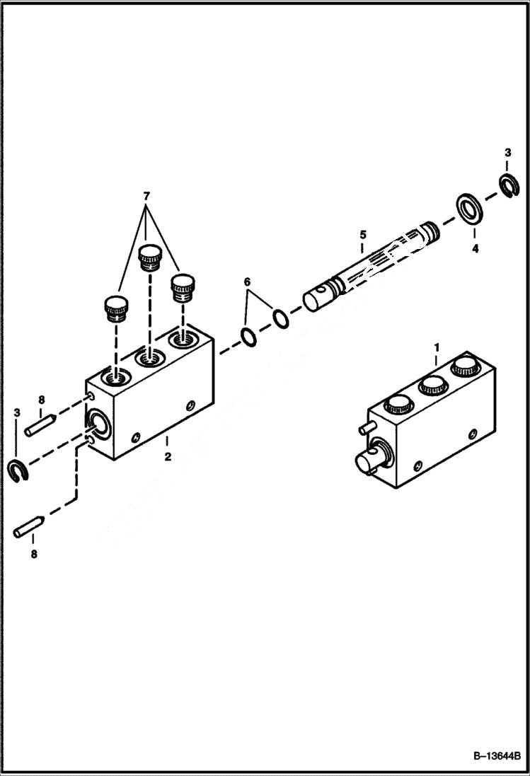 Схема запчастей Bobcat BACKHOE - VALVE HYDRAULIC CLAMP 835S 835S BACKHOE