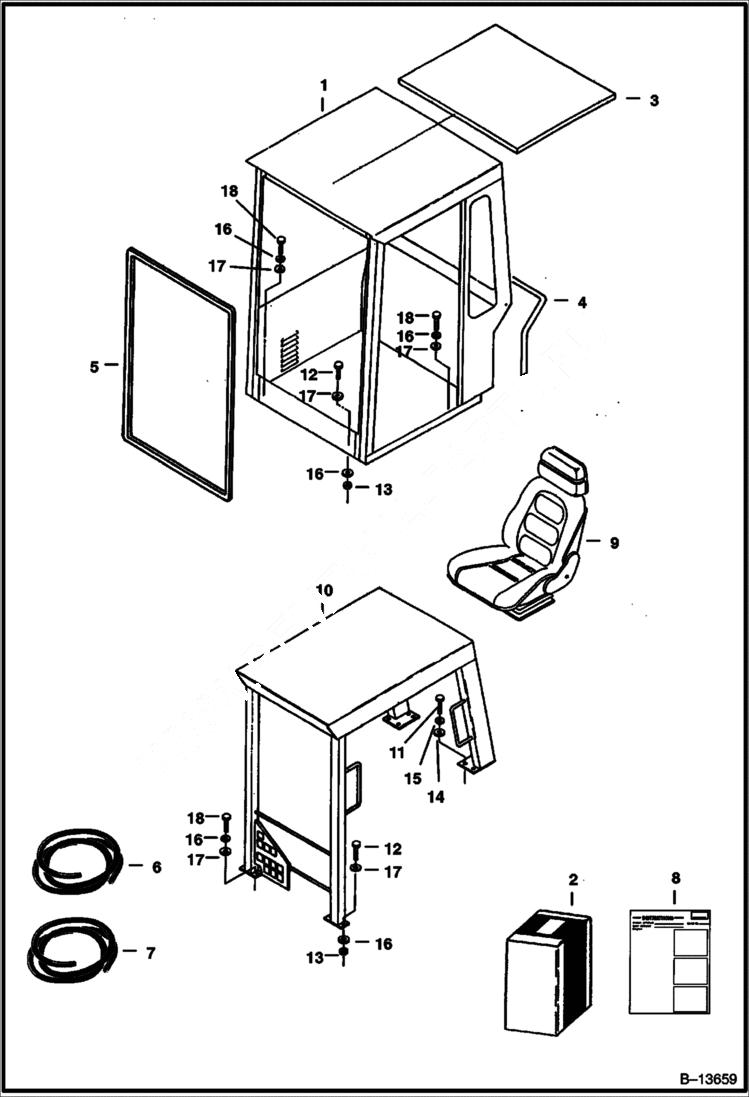 Схема запчастей Bobcat 231 - OPERATOR CANOPY (Optional) MAIN FRAME