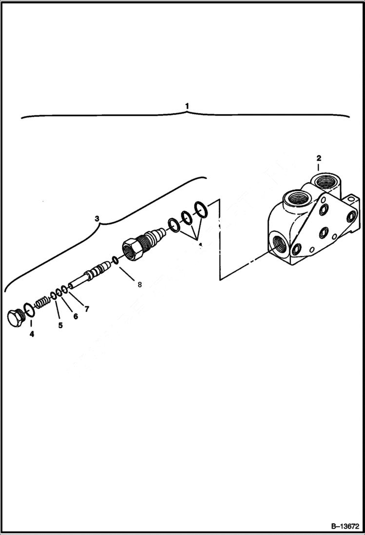 Схема запчастей Bobcat 231 - END COVER (6 Spool Valve W/Single Pressure Relief Valve) (S/N 12001-12380) HYDRAULIC SYSTEM