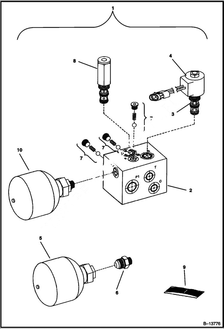 Схема запчастей Bobcat 220 - JOYSTICK MANIFOLD HYDRAULIC SYSTEM