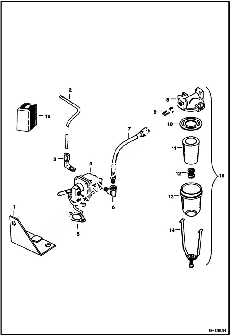 Схема запчастей Bobcat 500s - FUEL PUMP & FUEL FILTER Kohler Engine Spec. No. 3947 POWER UNIT