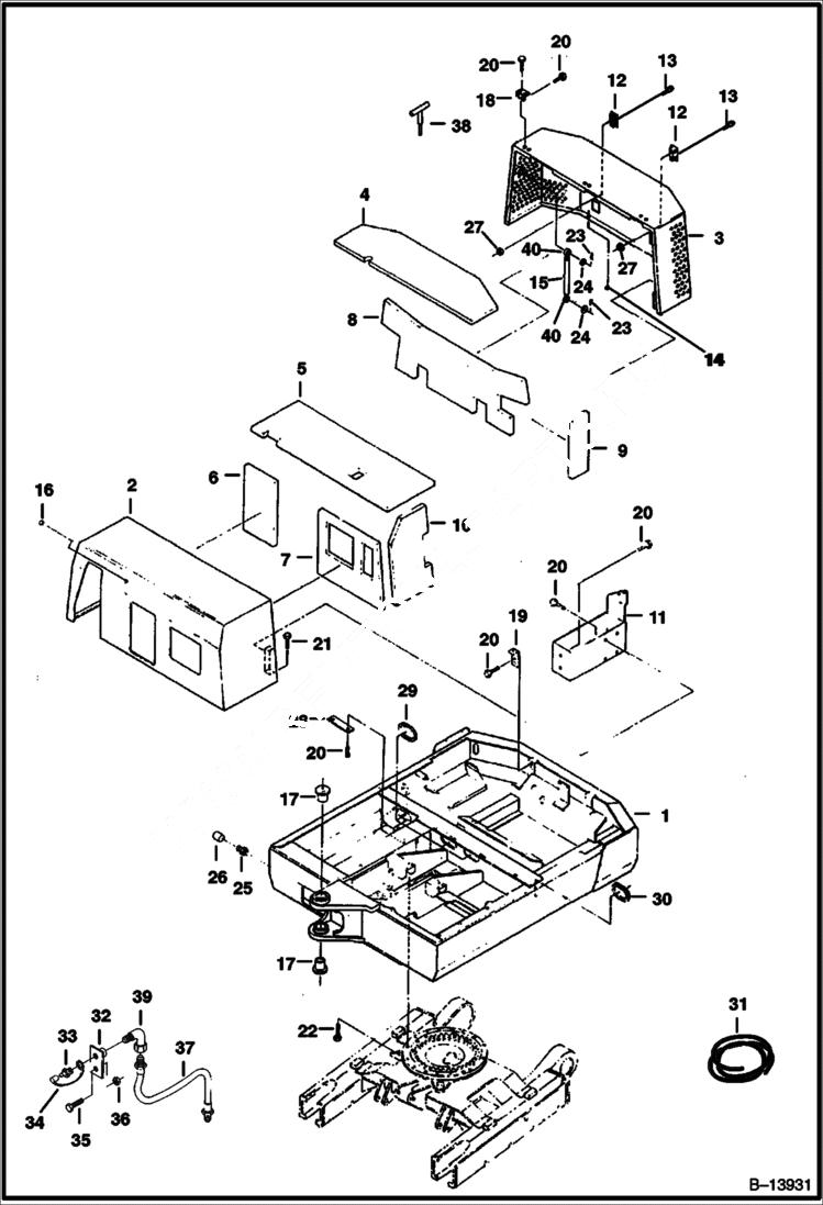 Схема запчастей Bobcat 231 - REVOLVING FRAME & ENGINE COVERS MAIN FRAME