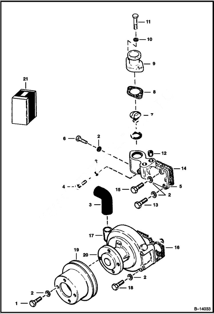 Схема запчастей Bobcat 800s - WATER PUMP POWER UNIT