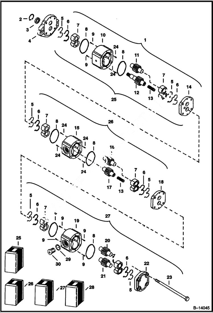 Схема запчастей Bobcat 322 - GEAR PUMP HYDRAULIC SYSTEM