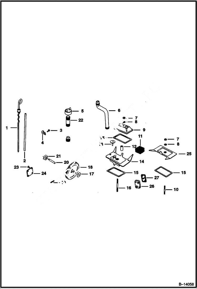 Схема запчастей Bobcat 400s - OIL PUMP, DIPSTICK & BREATHER POWER UNIT