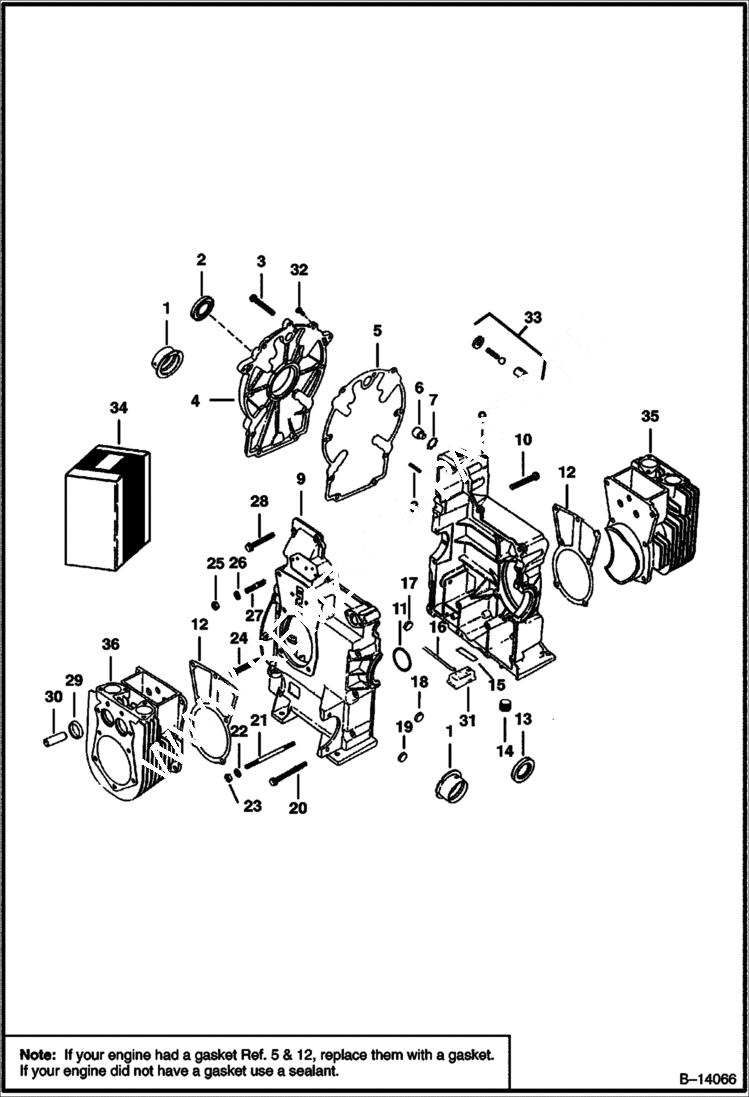 Схема запчастей Bobcat 400s - CRANKCASE POWER UNIT