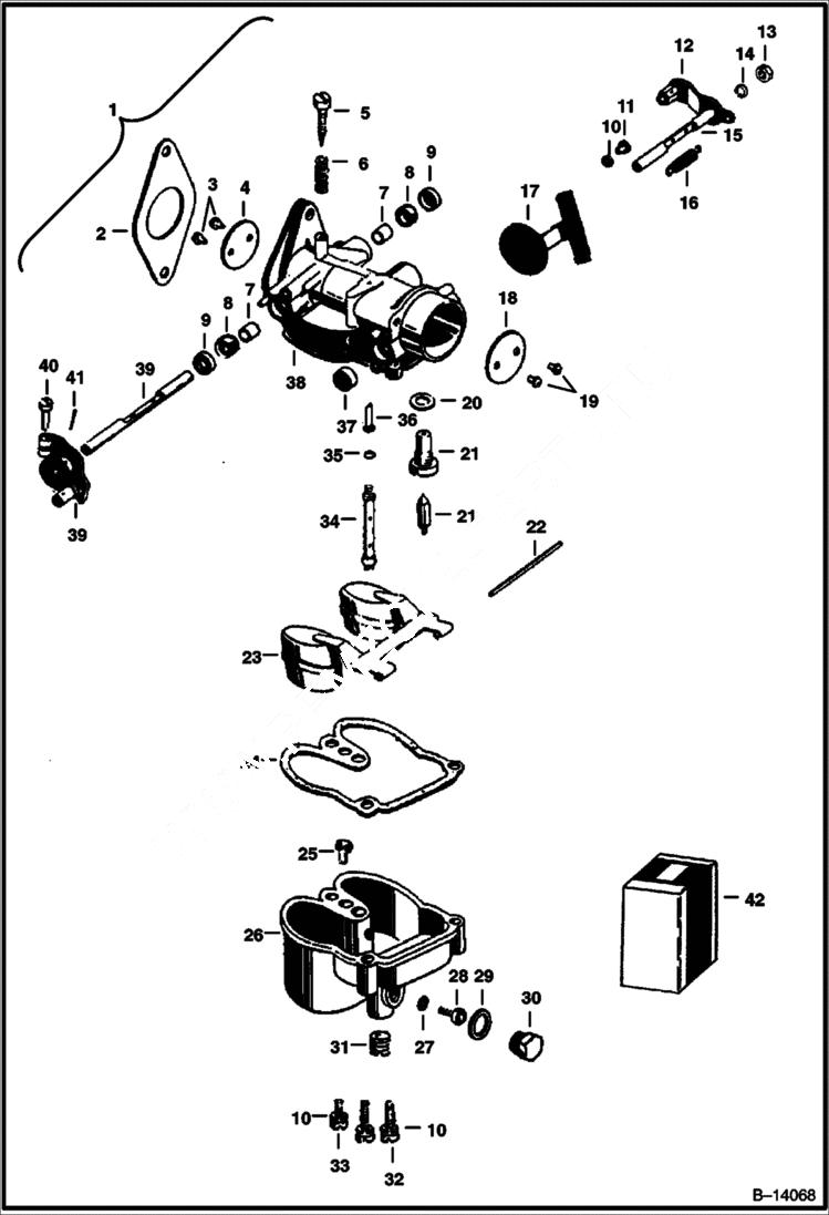 Схема запчастей Bobcat 700s - CARBURETOR (S/N 12001 & Above) POWER UNIT