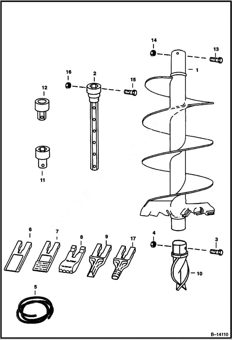 Схема запчастей Bobcat AUGERS - AUGER (Bobcat - Heavy Duty - Hex Drive Single Flighting - Pengo) Телескопические мини-погрузчики
