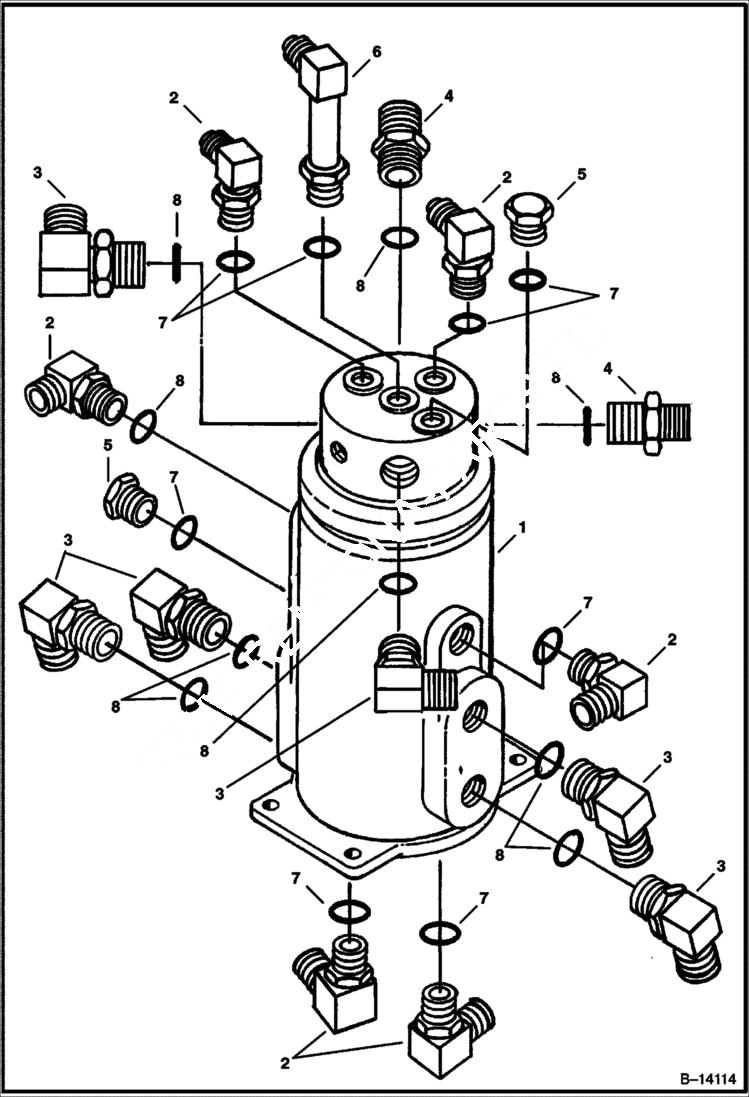 Схема запчастей Bobcat 225 - SWIVEL JOINT FITTINGS HYDRAULIC SYSTEM