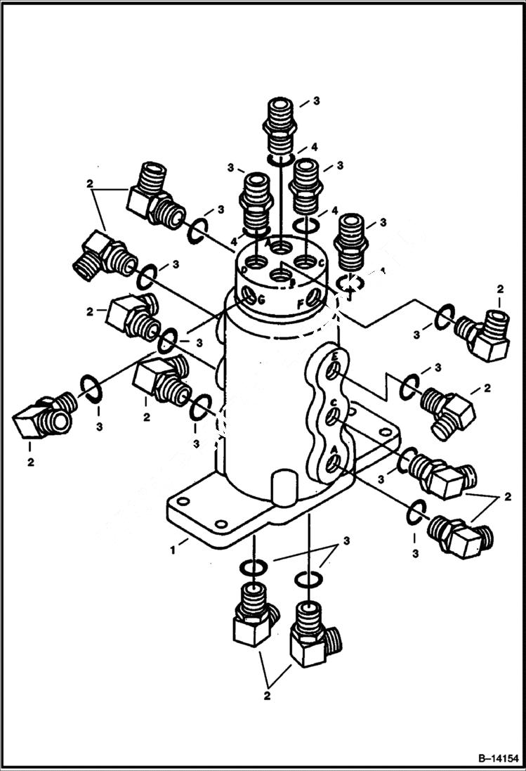 Схема запчастей Bobcat 220 - SWIVEL JOINT FITTINGS (For Swivel Joint 6664409 Only) HYDRAULIC SYSTEM