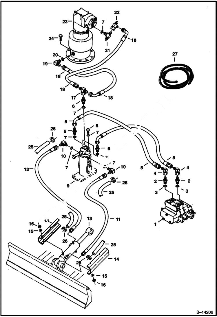 Схема запчастей Bobcat 225 - HYDRAULIC CIRCUITRY W/Swivel Joint 6800524 Blade and Swing Drain HYDRAULIC SYSTEM