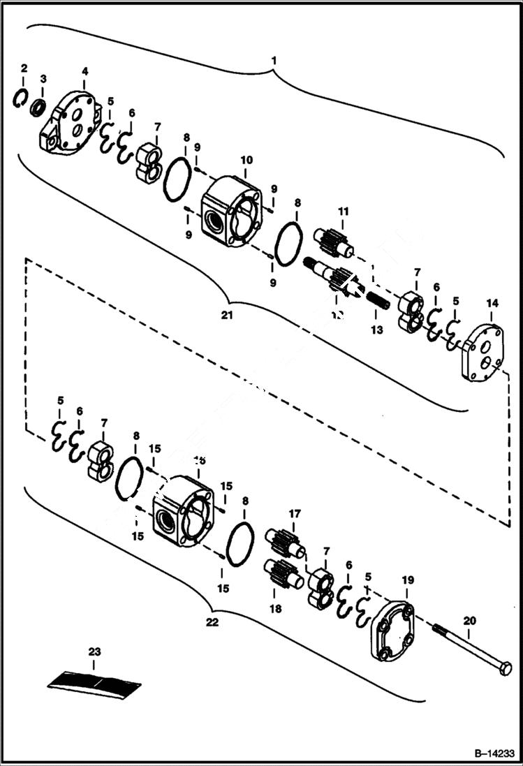 Схема запчастей Bobcat 220 - GEAR PUMP (See BTI E-033) HYDRAULIC SYSTEM