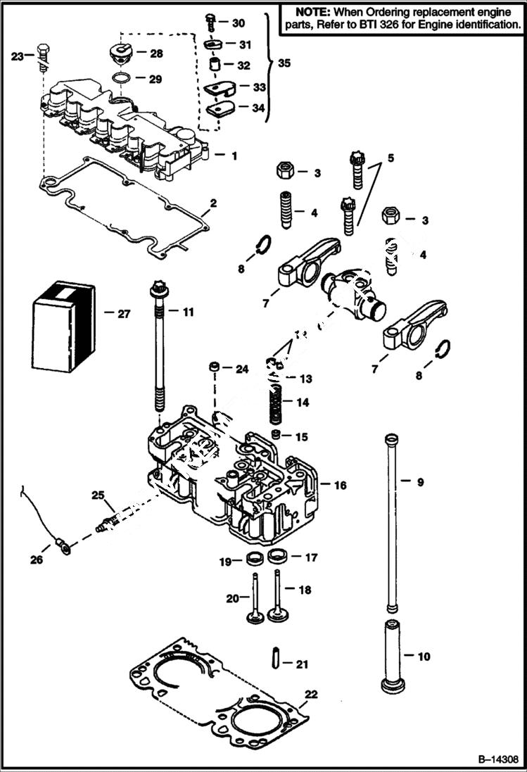 Схема запчастей Bobcat 800s - CYLINDER HEAD & COVER POWER UNIT