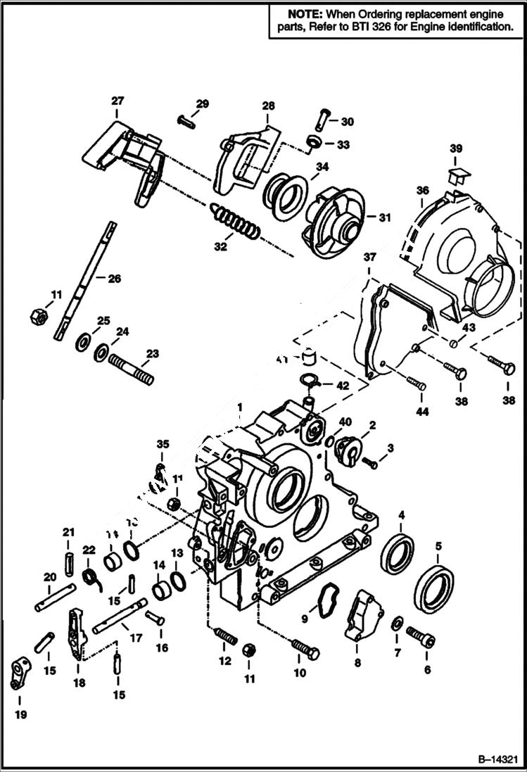 Схема запчастей Bobcat 800s - FRONT COVER POWER UNIT