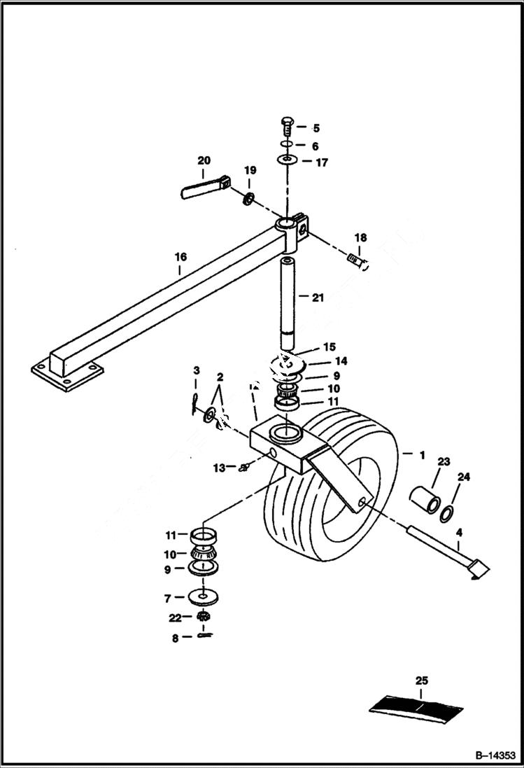 Схема запчастей Bobcat POWER RAKE - POWER RAKE (Caster Wheel Assy) (72 925100101 - 00719) Loader