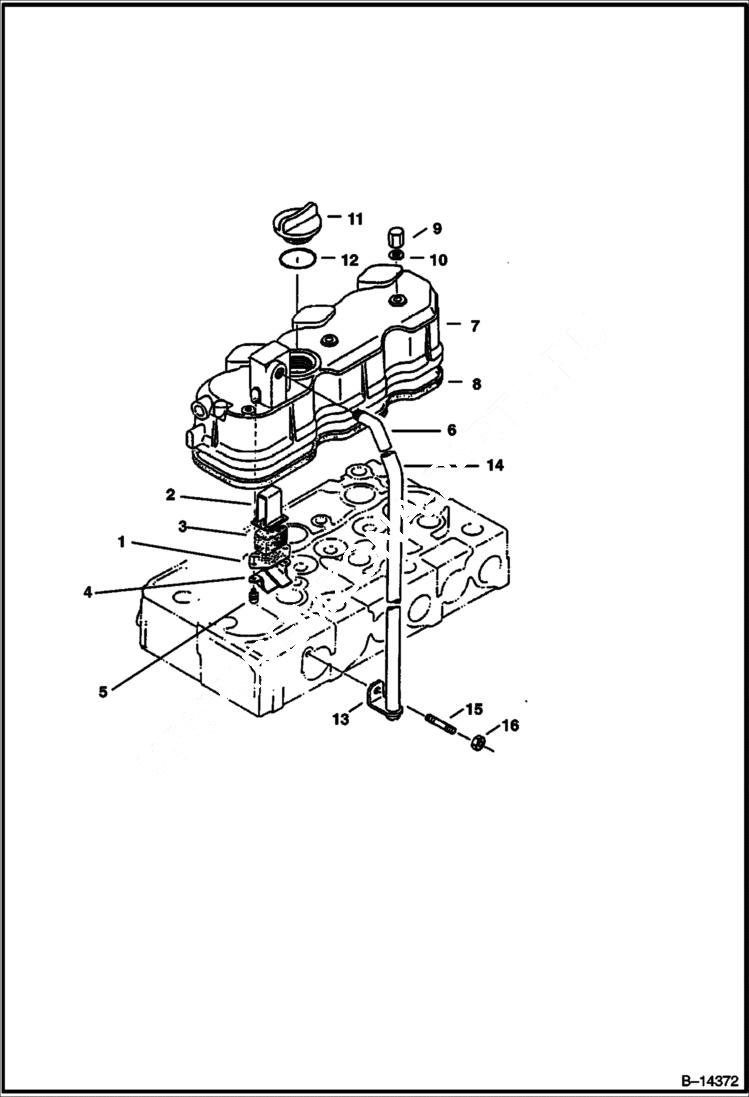 Схема запчастей Bobcat 328 - ROCKER ARM COVER (Tier I engine) POWER UNIT