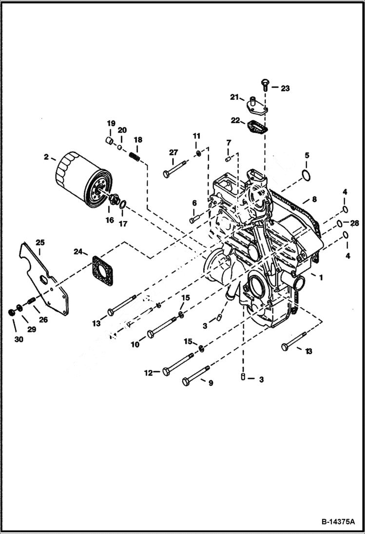 Схема запчастей Bobcat 328 - GEARCASE (Kubota - D1703-E2B - Tier II) REPLACEMENT ENGINE