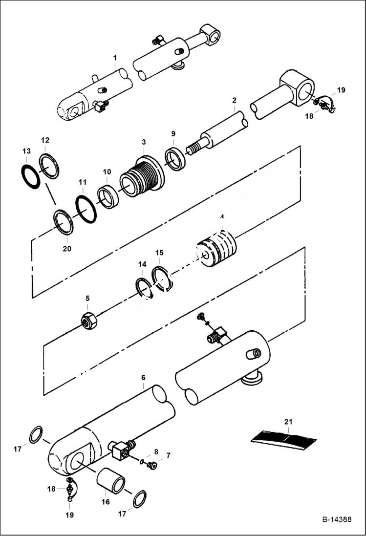 Схема запчастей Bobcat 325 - BOOM CYLINDER (S/N 514013001-16143 and 516611001-11217) HYDRAULIC SYSTEM