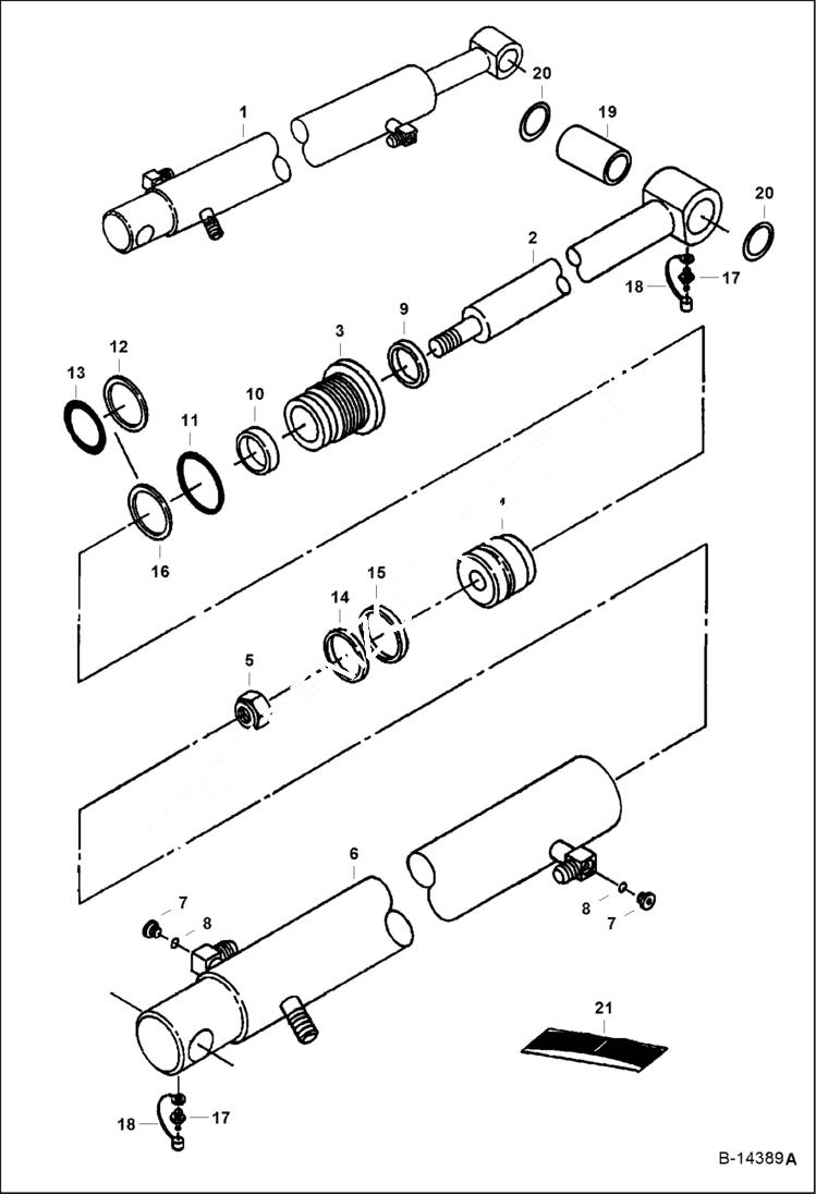 Схема запчастей Bobcat 325 - BUCKET CYLINDER (W/ X-Change Standard) (S/N 514017052 & Above and 516611767 & Above) HYDRAULIC SYSTEM