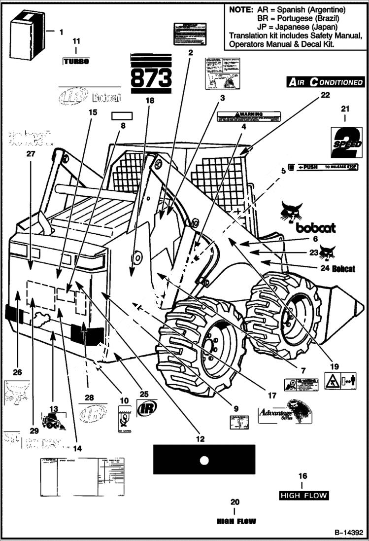 Схема запчастей Bobcat 800s - DECALS ACCESSORIES & OPTIONS