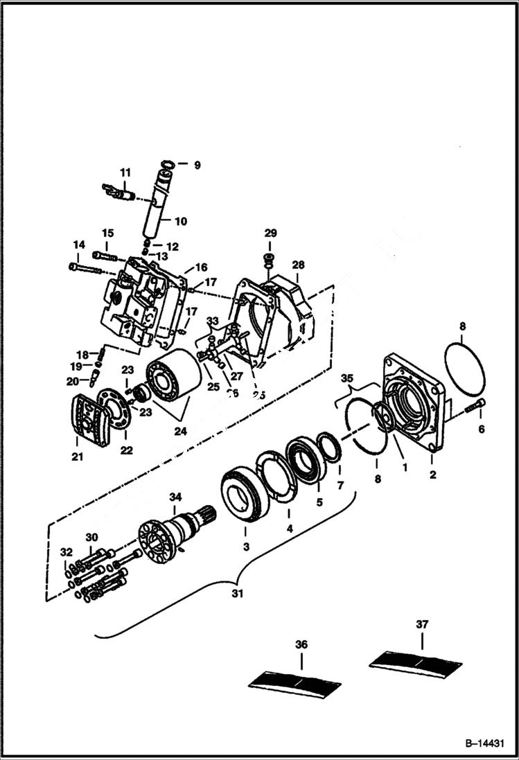 Схема запчастей Bobcat Articulated Loaders - HYDROSTATIC MOTOR (Sundstrand - Housing Group) HYDROSTATIC SYSTEM