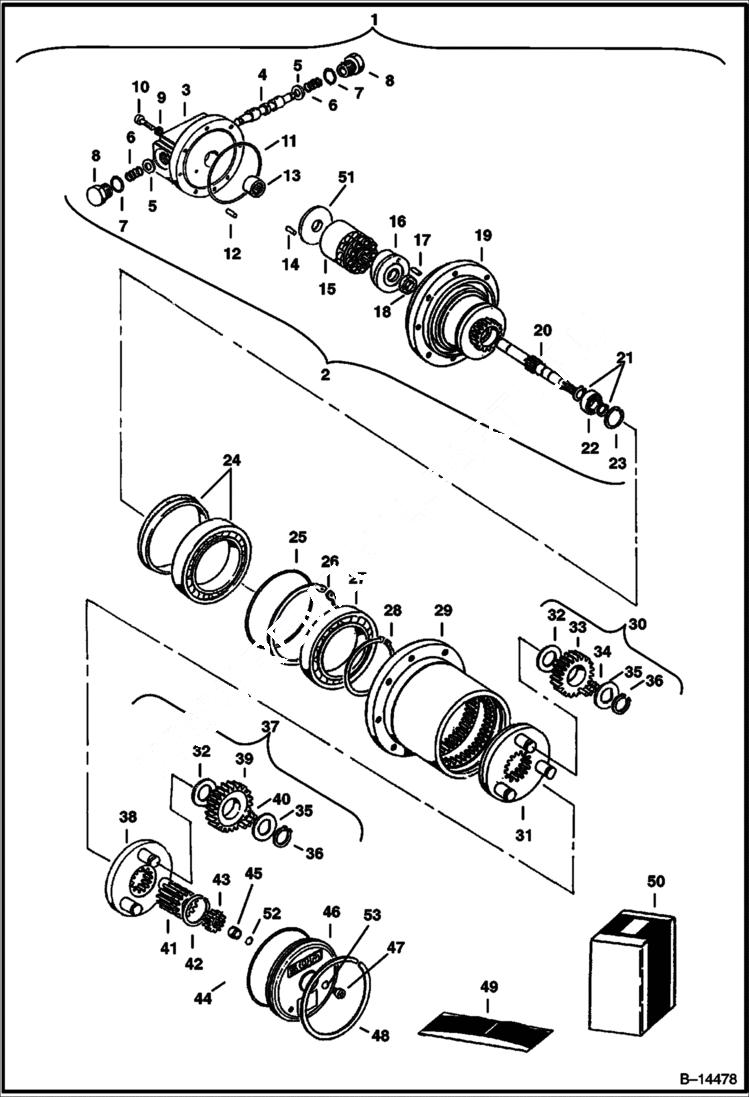 Схема запчастей Bobcat 322 - TRAVEL MOTOR HYDRAULIC SYSTEM