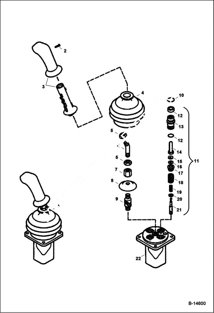 Схема запчастей Bobcat 325 - L.H. JOYSTICK CONTROLS HYDRAULIC SYSTEM