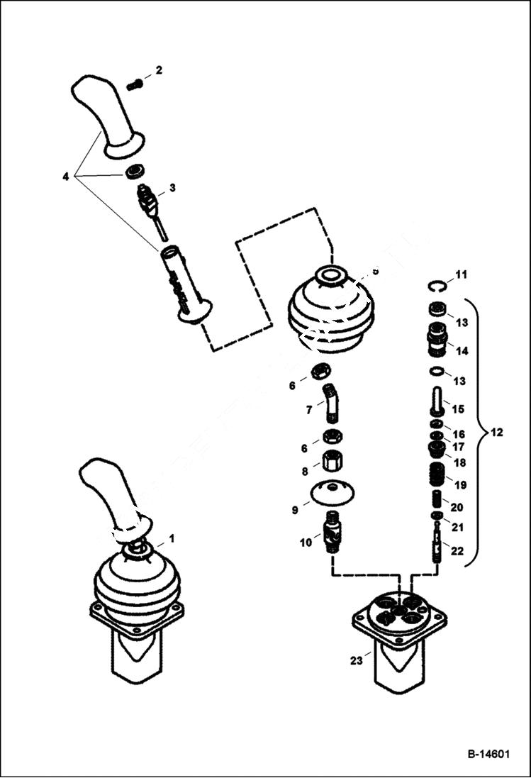 Схема запчастей Bobcat 337 - R.H. JOYSTICK CONTROLS HYDRAULIC SYSTEM