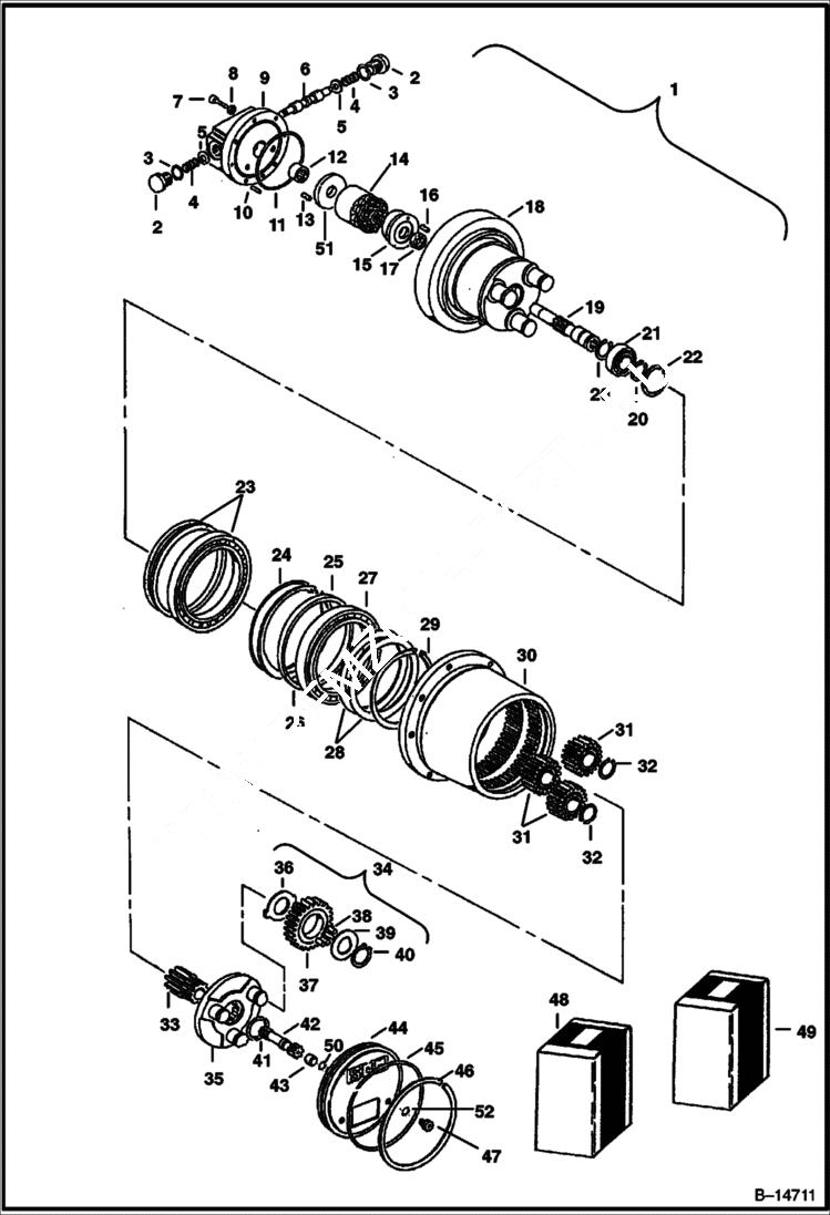 Схема запчастей Bobcat 328 - TRAVEL MOTOR HYDRAULIC SYSTEM