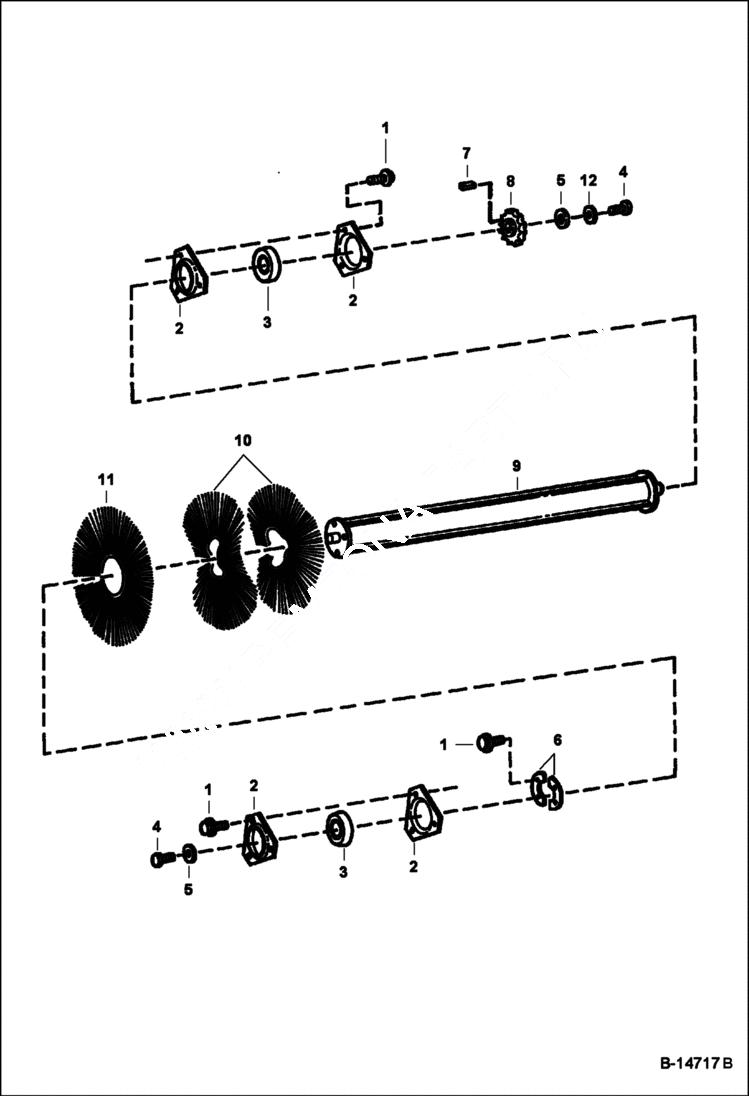 Схема запчастей Bobcat SWEEPER - SWEEPER (Brushes With Convoluted Sections) (Two Piece End Caps) (72) Loader