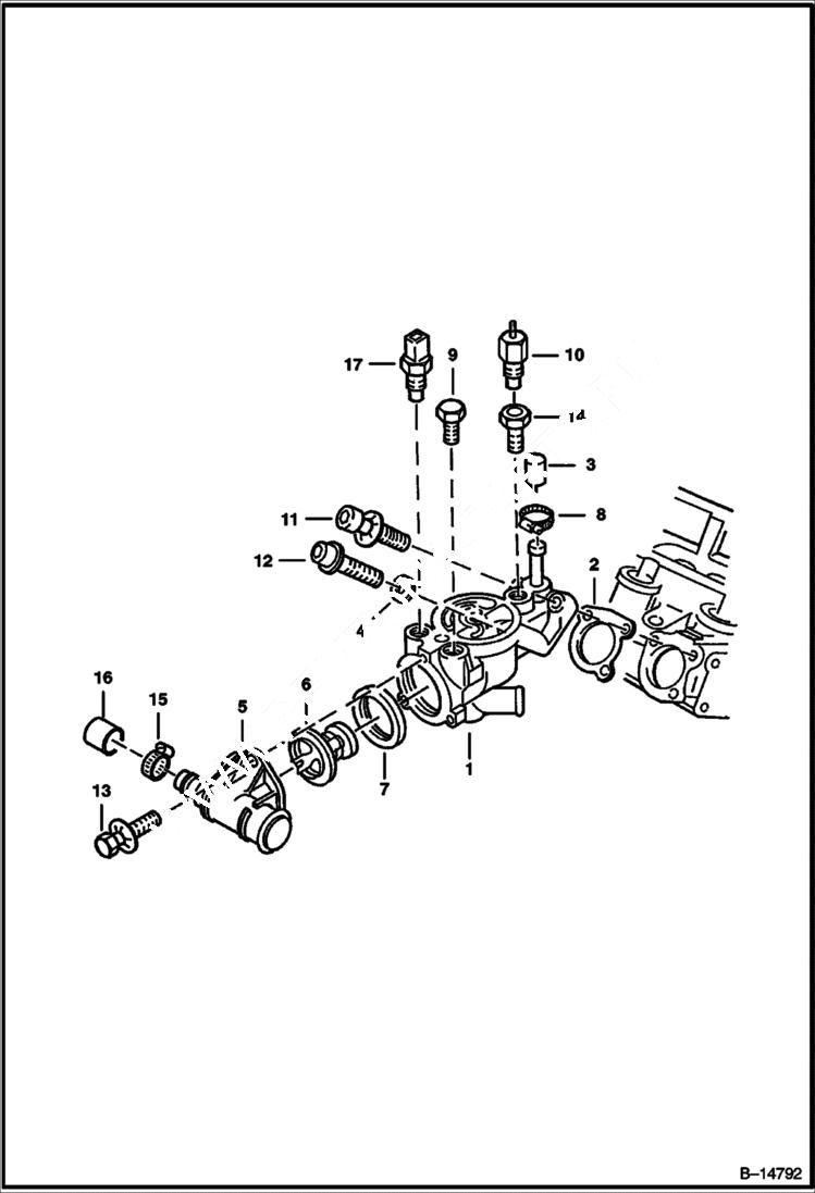 Схема запчастей Bobcat 600s - THERMOSTAT HOUSING POWER UNIT