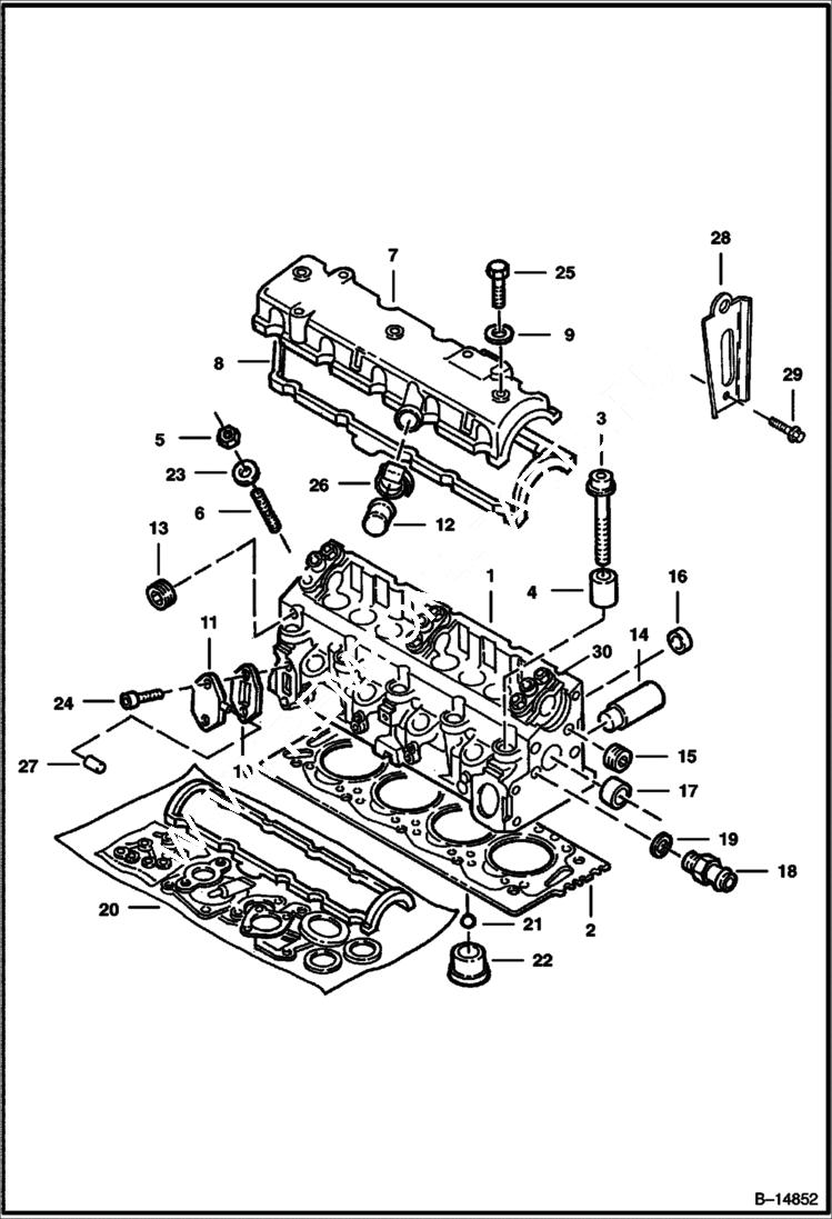 Схема запчастей Bobcat 600s - CYLINDER HEAD POWER UNIT