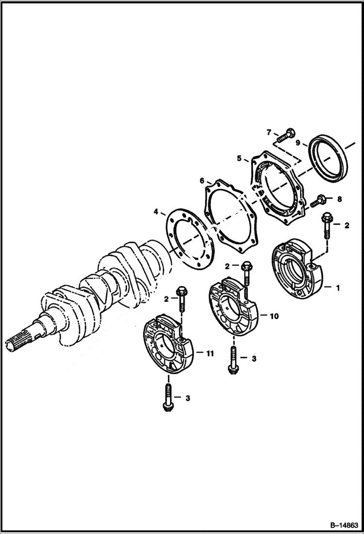 Схема запчастей Bobcat 323 - MAIN BEARING CASE (Kubota D722-E2B-BC-5) (S/N 562411001 & Abv) (Kubota D722-E2B-BC-1) (S/N 224511001 & Abv) POWER UNIT