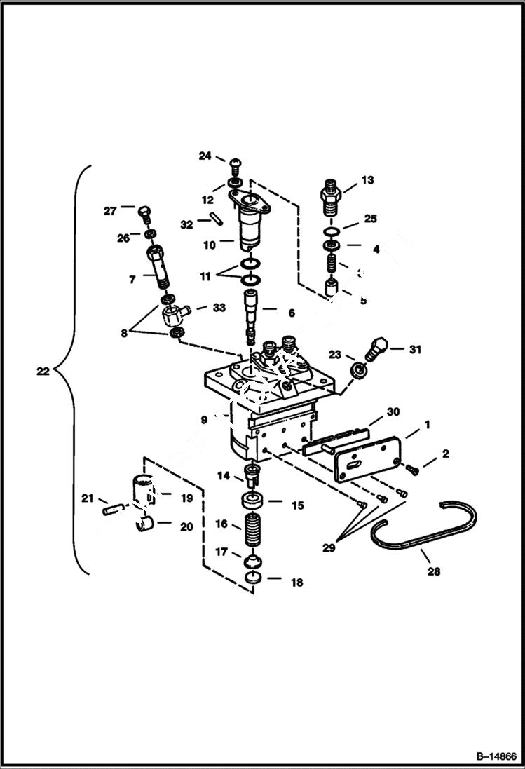 Схема запчастей Bobcat Mini Tracks Loaders - INJECTION PUMP (Kubota D722-EB-BC-4) (Tier I) (S/N 5236 11001 & Above, 5237 11001 & Above) POWER UNIT