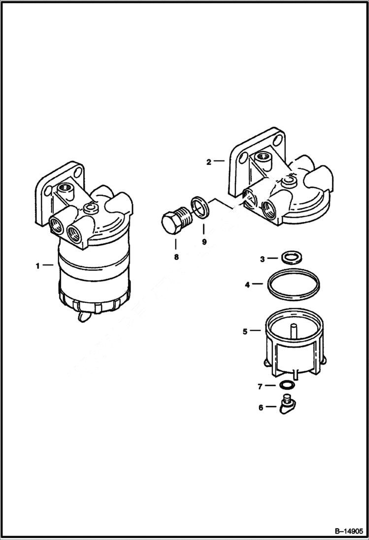 Схема запчастей Bobcat 900s - FUEL FILTER (Water Trap) POWER UNIT