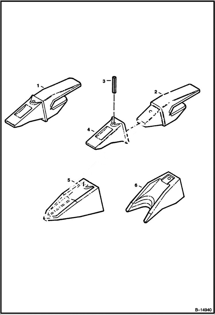 Схема запчастей Bobcat BUCKETS - BUCKET TEETH (Service Replacement Only) Экскаваторы