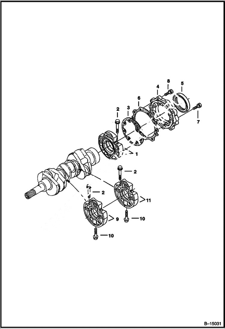 Схема запчастей Bobcat 500s - MAIN BEARING CASE POWER UNIT