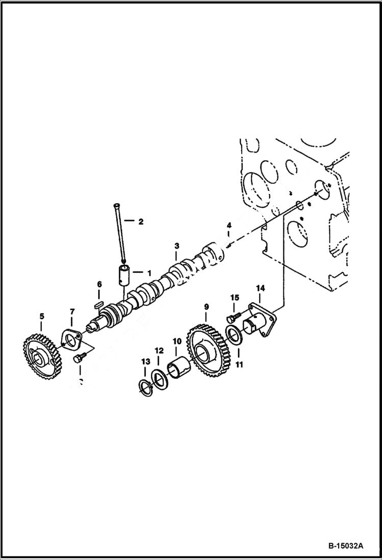 Схема запчастей Bobcat 400s - CAMSHAFT (Kubota D1005 Tier II) (S/N 538911001 & Above, 539011001 & Above) POWER UNIT