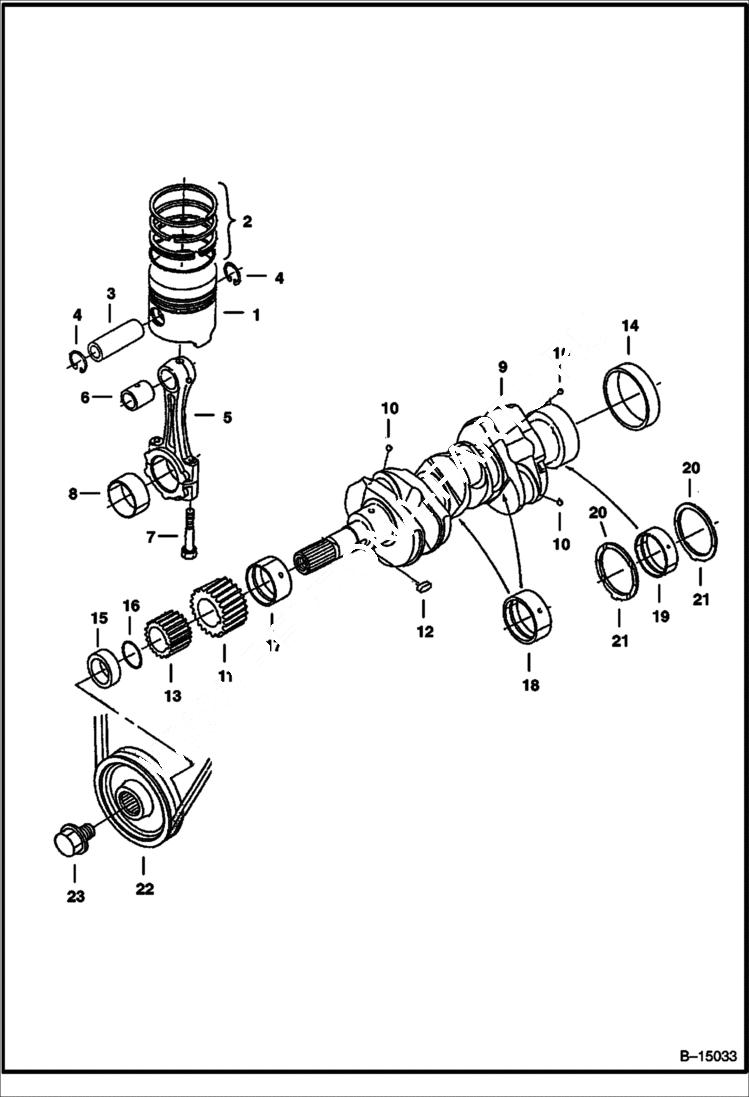 Схема запчастей Bobcat 500s - PISTON & CRANKSHAFT Kubota D1105 Tier I - S/N 5203 & 5204 (1st 4 Digits) POWER UNIT