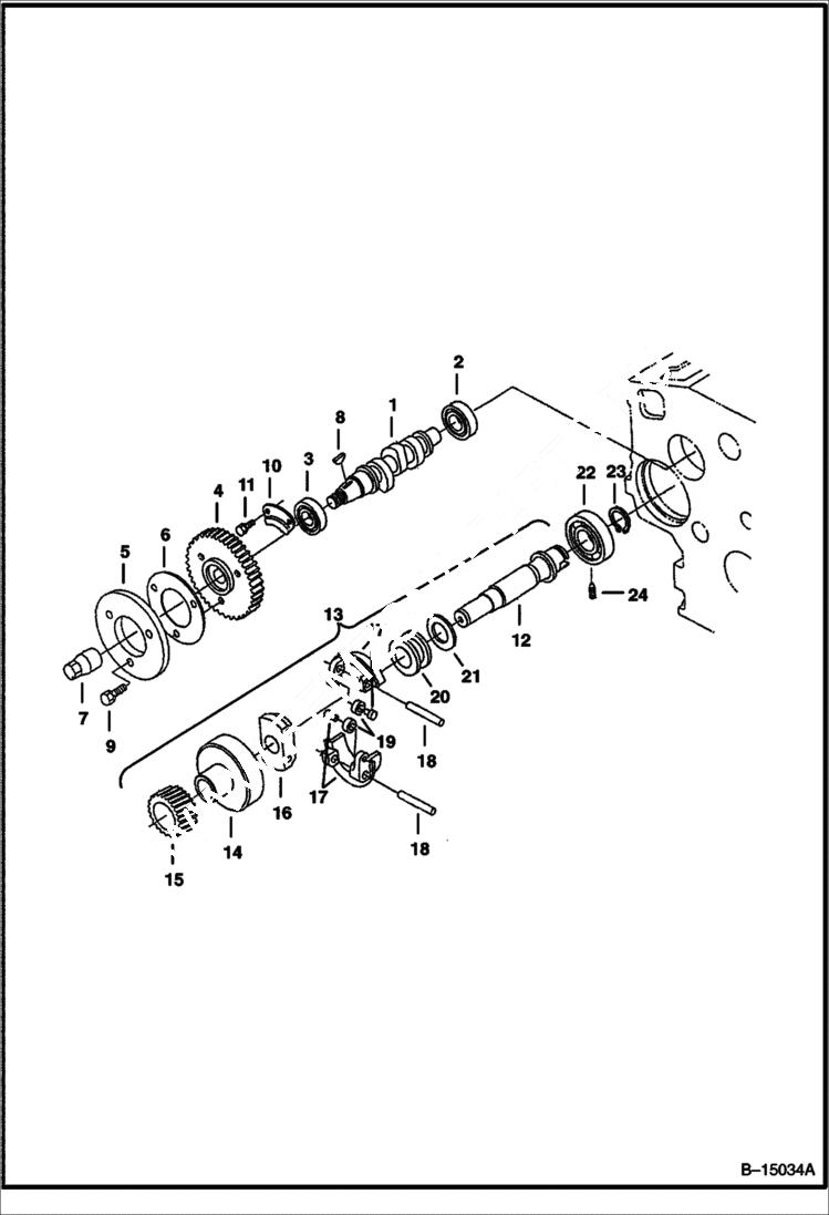 Схема запчастей Bobcat 500s - FUEL CAMSHAFT Kubota D1105 Tier II - S/N 5280, 5281, 5391 & 5394 (1st 4 Digits) POWER UNIT